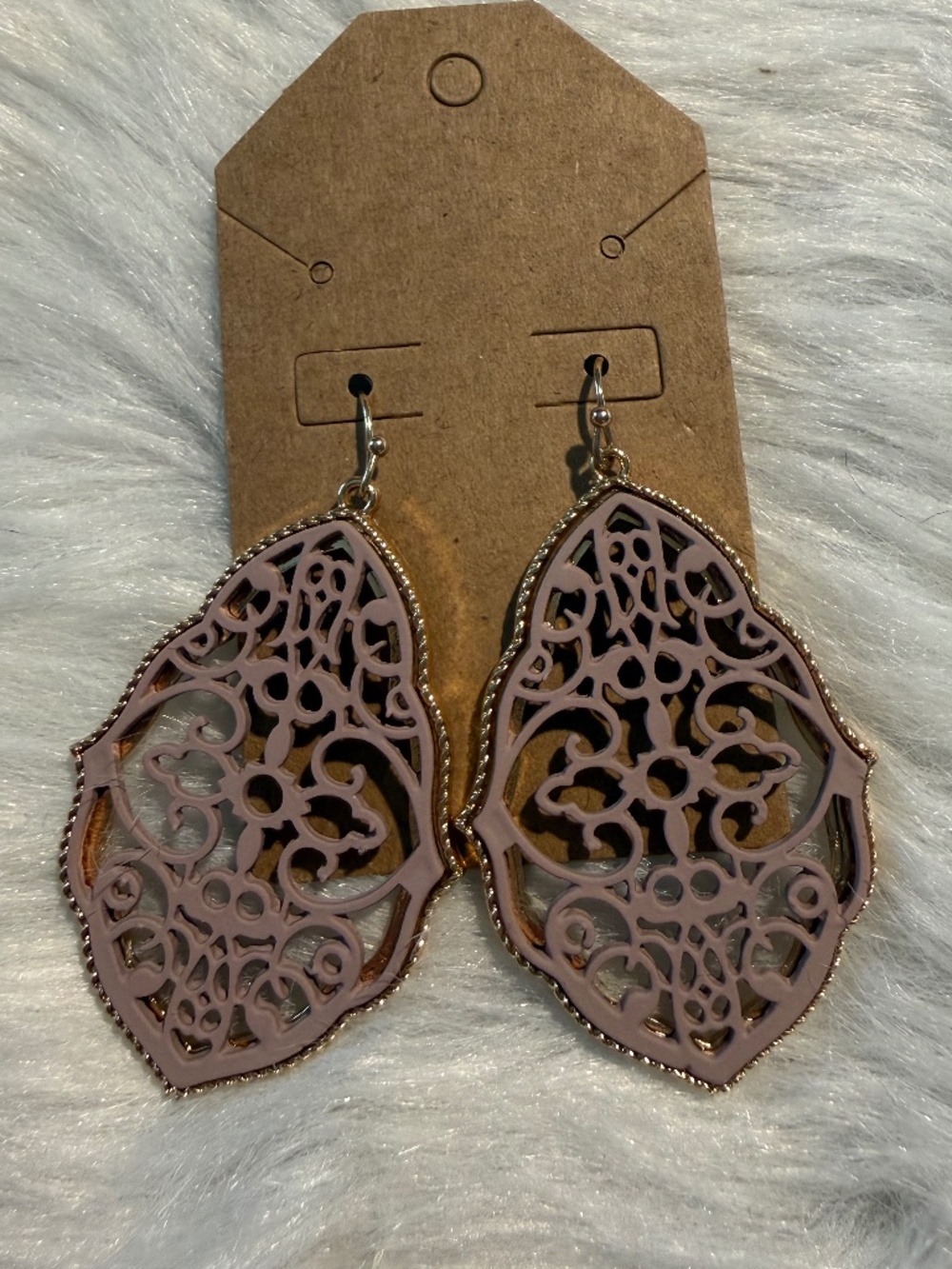 Maurices Rose Tone with Gold Trim Dangling Earrings